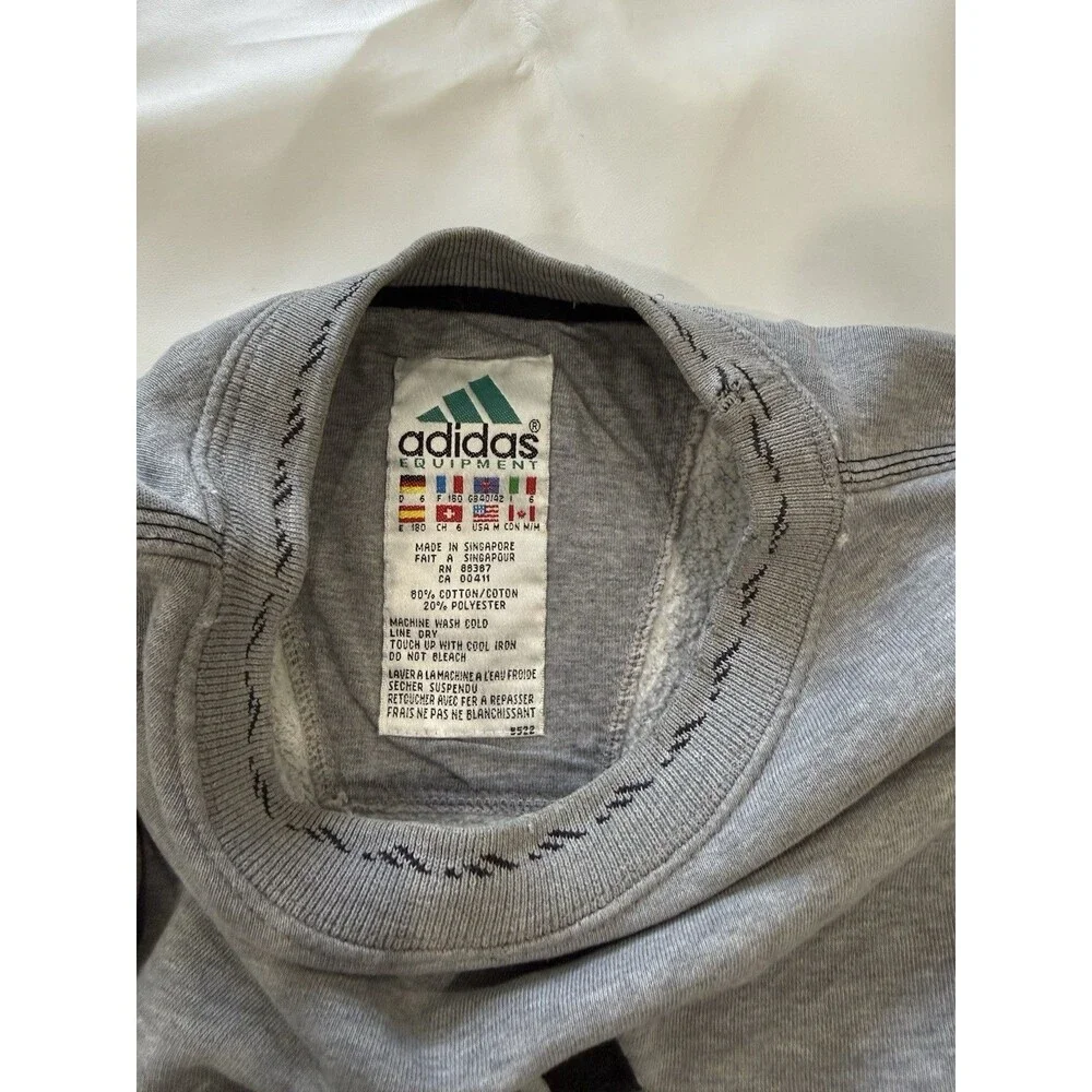 VTG 90s Adidas Equipment Sweatshirt Mens Sz M Gray Mock Neck Fleece EQT